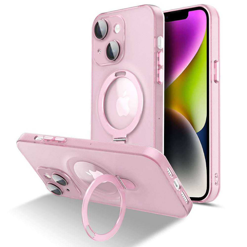 Pro iPhone 14 Plus magnetické pouzdro na telefon Kickstand PC TPU matný kryt telefonu s ochranou skleněné čočky  Pro iPhone 14 Plus magnetické pouzdro na telefon Kickstand PC TPU matný kryt telefonu s ochranou skleněné čočky